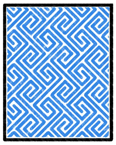 Blue geometric pattern with black border